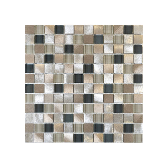Mosaic Tiles Aluminium Glass Natural Stone Quartzite - 30 x 30