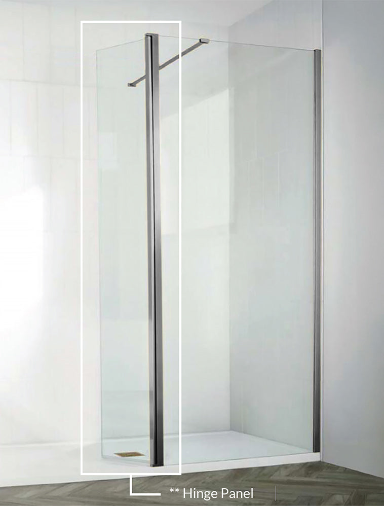 Oxford Chrome Wetroom Removeable Flipper Panel 30x200