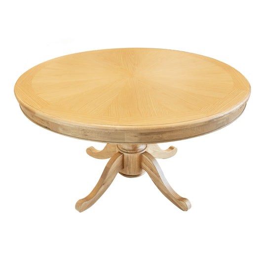 Round Oak Parquet Dining Table