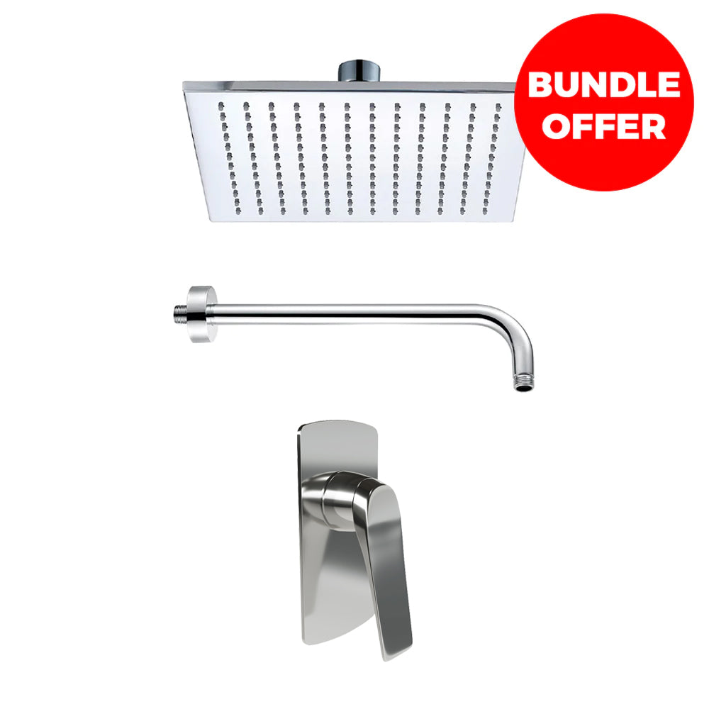 Trento Shower Mixer & Arva 200mm Square Shower Head
