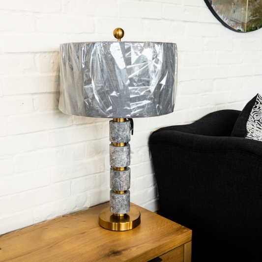 Grey Block Marble Lamp