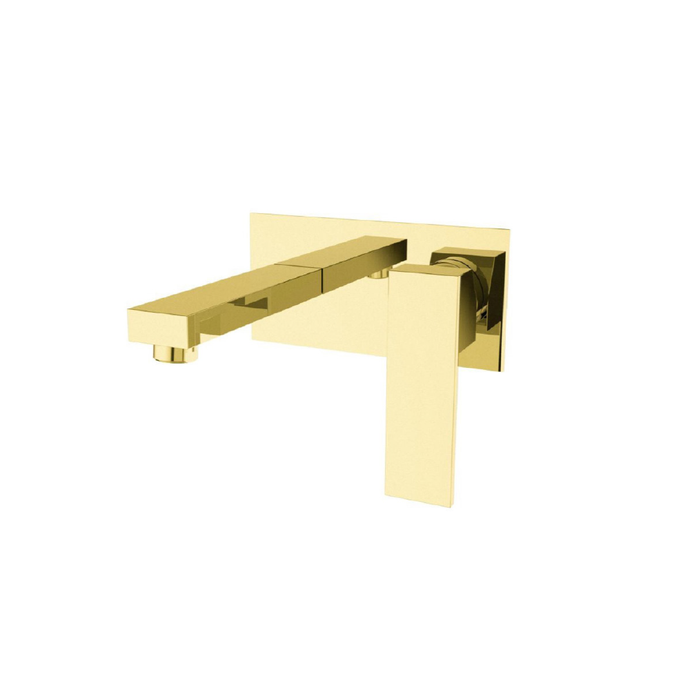 Milan Bath and Basin Mixer Wall Mounted in Brushed Gold