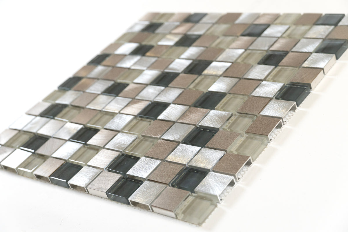 Mosaic Tiles Aluminium Glass Natural Stone Quartzite - 30 x 30