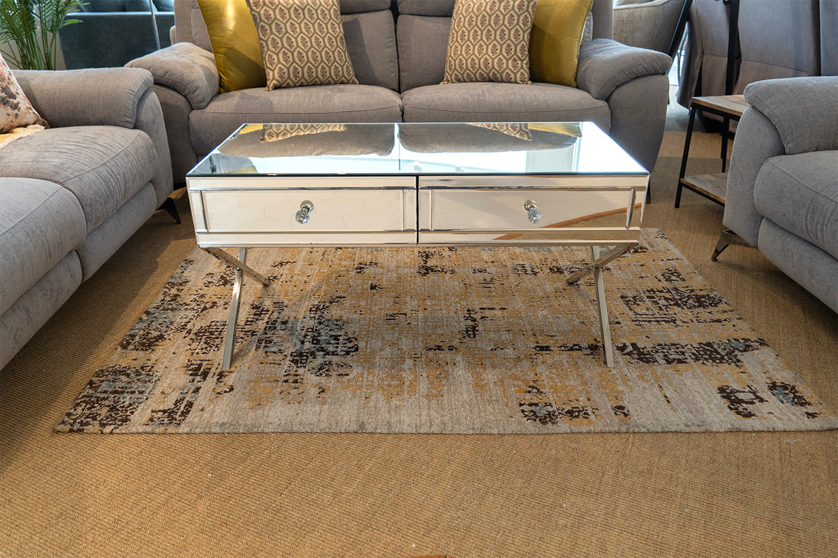 Coffee Table Mirrored Table 2 drawers