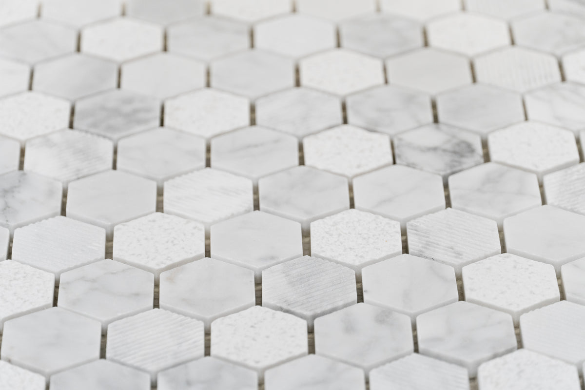 Mosaic Marble Carrara Hexagon - 30.5 x 29.5 - Priced per single sheet of tile