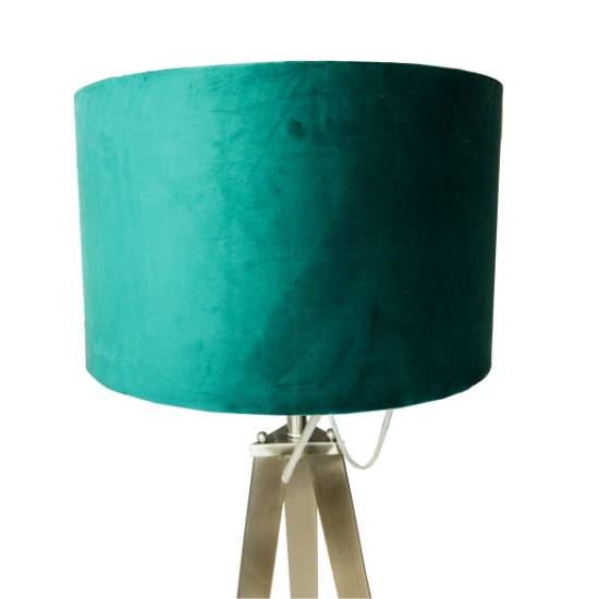 Chrome Tripod Floor Lamp- Emerald Green