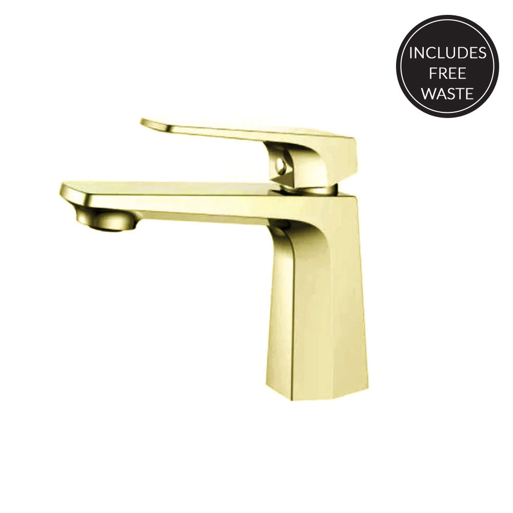 Vienna Mono Basin Tap inc Waste in Brushed Gold