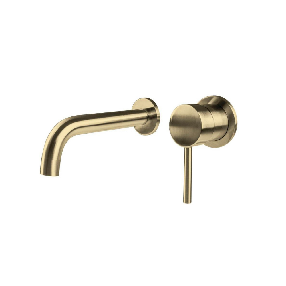 Roma Wall Mounted Basin Taps in Brushed Gold