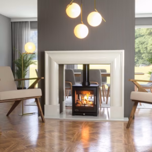 Bertoneri Cloyne fireplace surround in Alpine White finish, front view