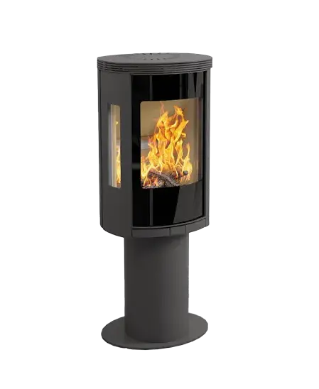 Elipse G5 Pedestal 4.9kW wood burning stove in matt black with pedestal base