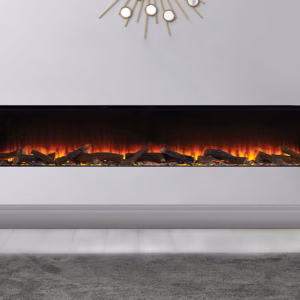 Forest 2400 electric fire with extra-wide LED flame visuals and realistic log fuel bed.