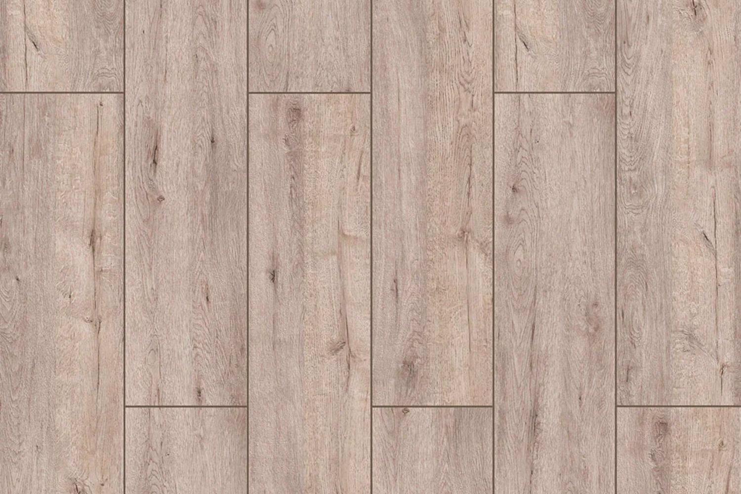 Close-up detail of Benfica Mese Oak Aqua laminate flooring with light oak wood grain.