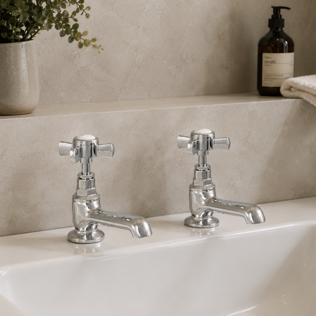 Turin Basin Taps Pair inc Waste